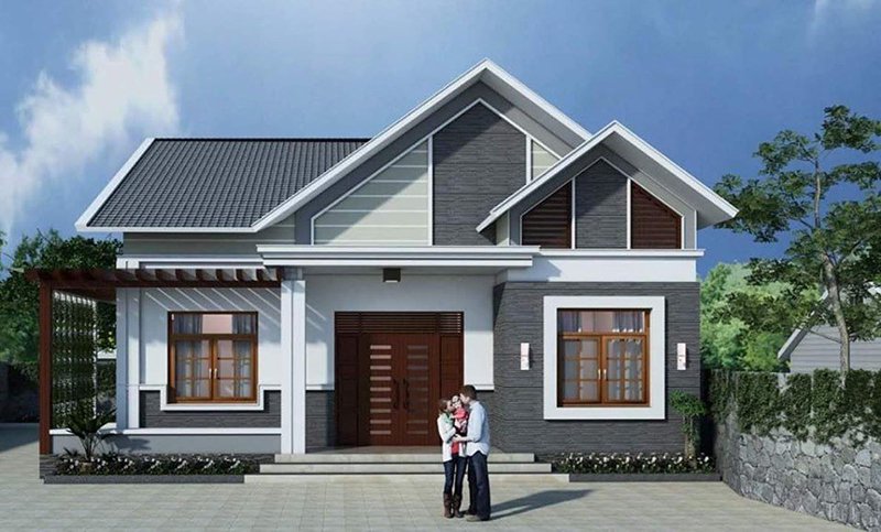 mẫu nhà cấp 4 mái thái 3 phòng ngủ 100m2