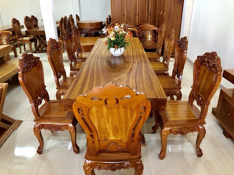 bộ bàn gỗ ghế nguyên tấm