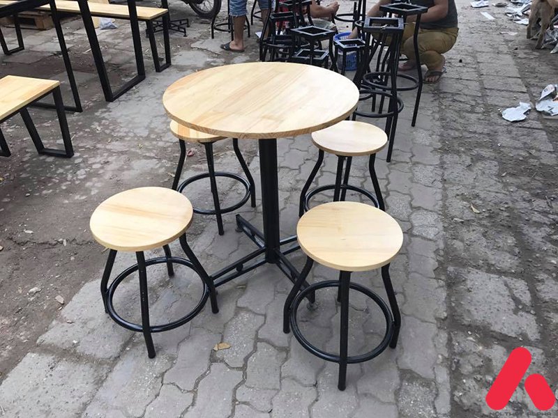 bàn ghế gỗ cafe mini ngoài trời