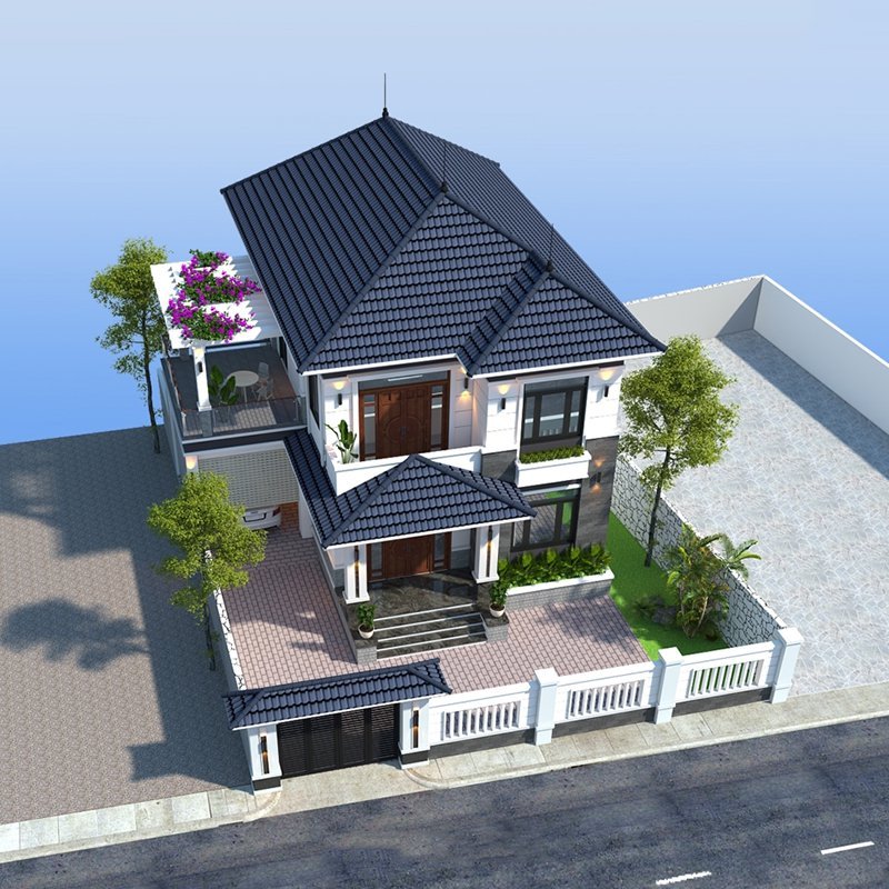 Mẫu nhà 2 tầng mái Nhật đơn giản tại Vĩnh Phúc  LV 24022