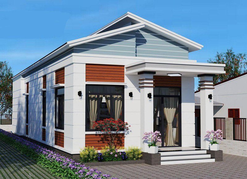 Thiết kế nhà mái lệch 2 tầng đẹp phong cách hiện đại - Kiến An Vinh