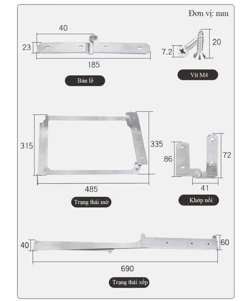 Cơ cấu gấp cánh 180 độ cho cửa xếp 180D-ZDM