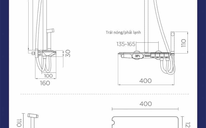 Bộ sen tắm hiện đại tích hợp 4 chế độ DL8810