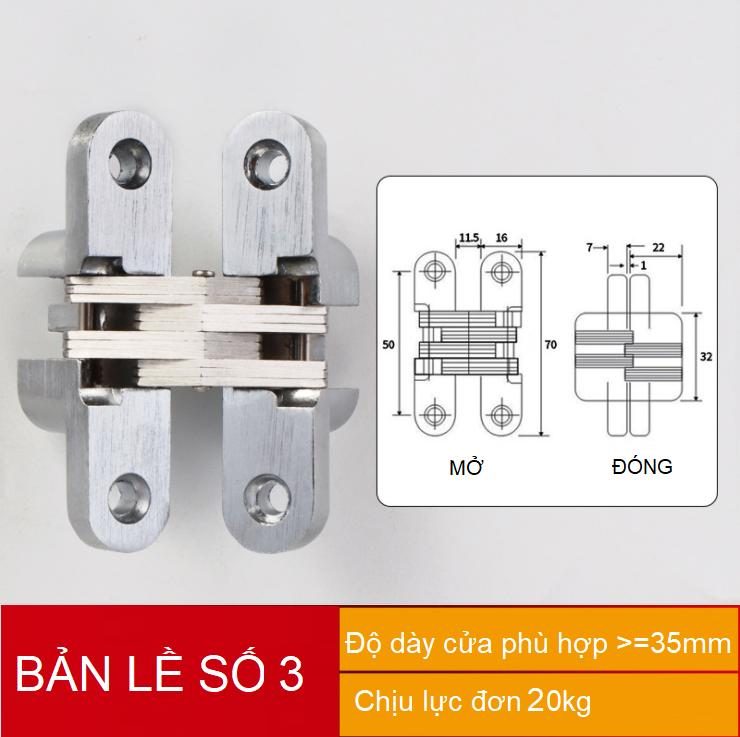 Bản lề chữ thập âm cửa nhiều tải trọng Inox 304 DIF001H 10