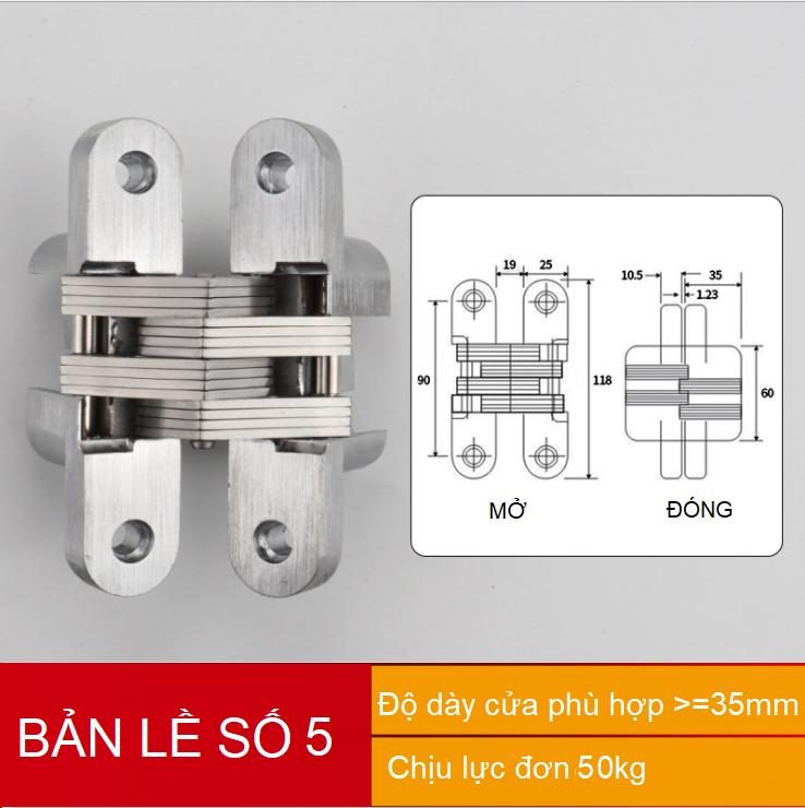 Bản lề chữ thập âm cửa nhiều tải trọng Inox 304 DIF001H 12