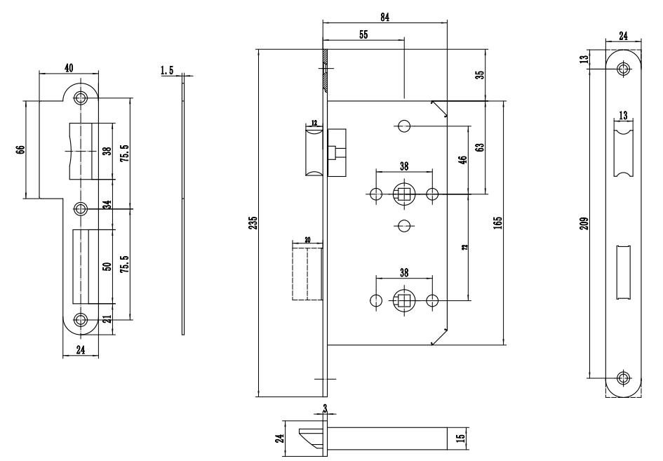 Thân khóa cửa WC Imundex 747.12.340 3