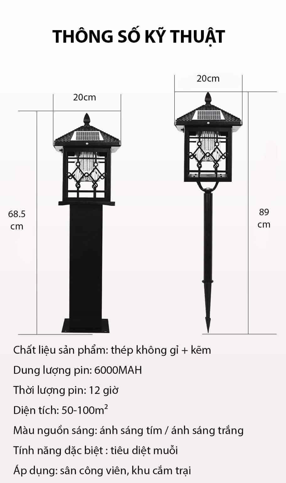 Cột đèn sân vườn chống nước, côn trùng cao cấp AL6744 13