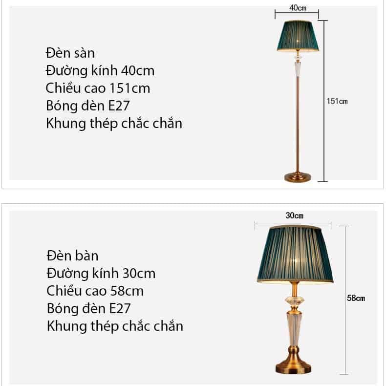 Bộ đèn sàn và đèn bàn phong cách châu Âu FT068B 30