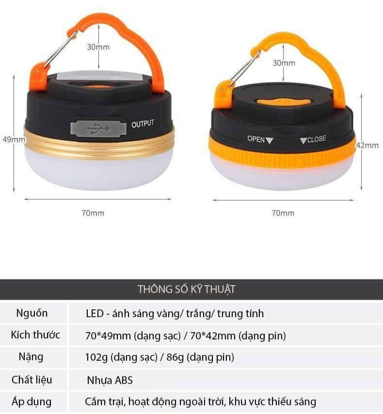 Bóng đèn led cắm trại chống nước nhỏ gọn PD3314 13