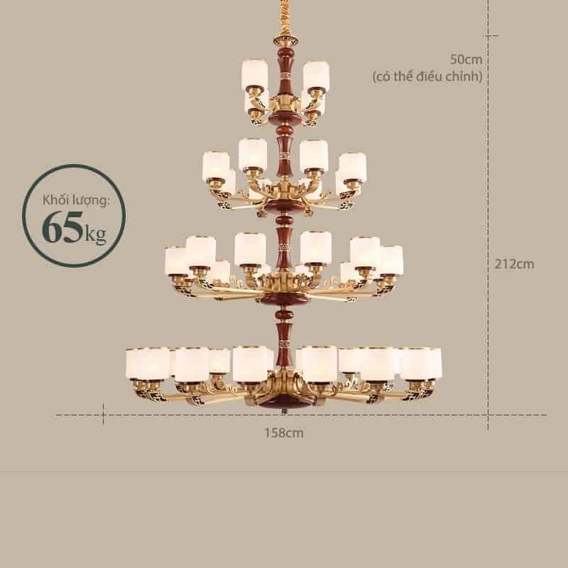 Đèn thả trần bằng đồng cho nhà kiểu Trung Quốc cổ điển ZQ3420.158.212.40B