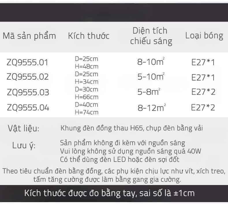 Đèn thả trần bằng đồng phong cách Trung Hoa ZQ9555 26