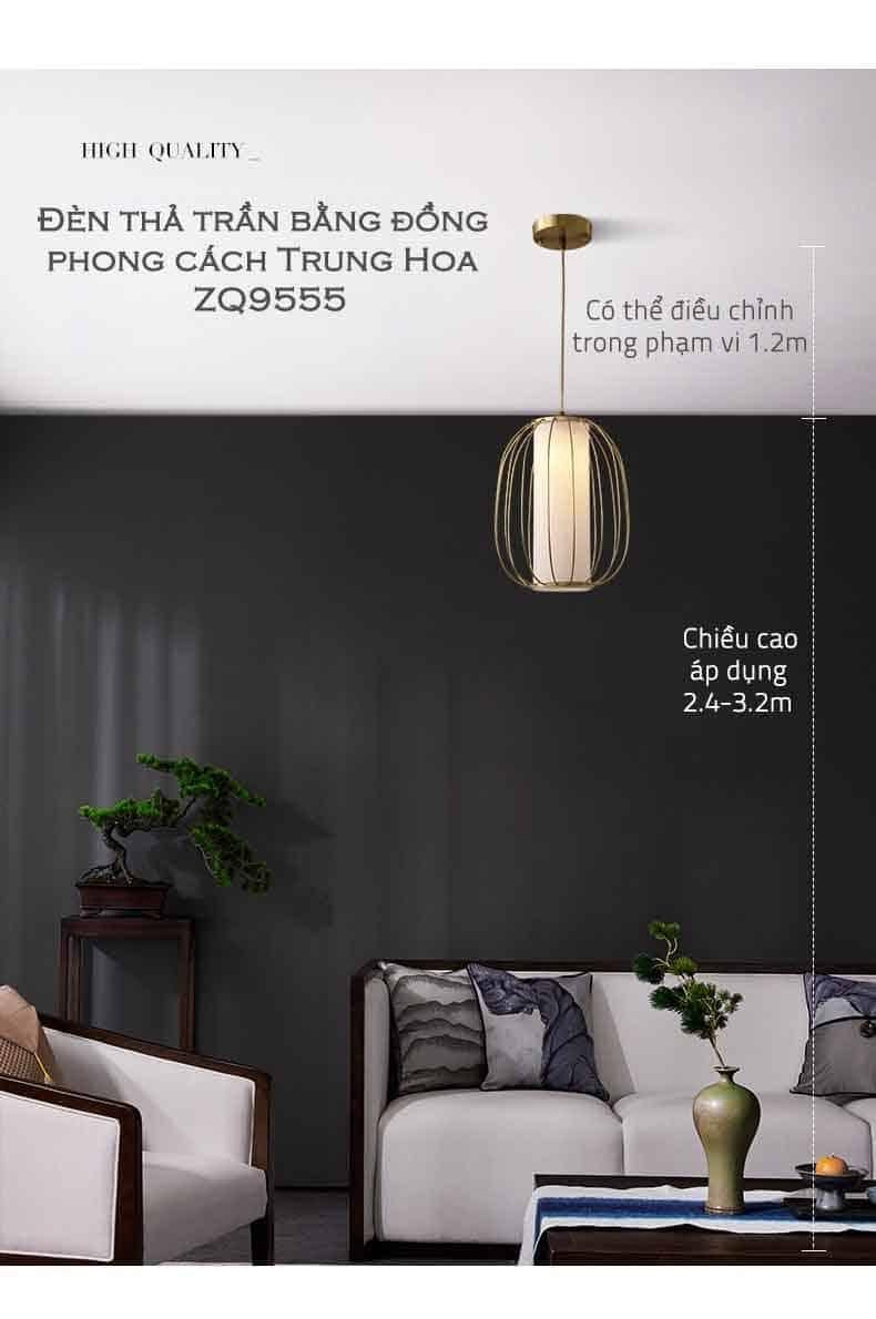 Đèn thả trần bằng đồng phong cách Trung Hoa ZQ9555 16