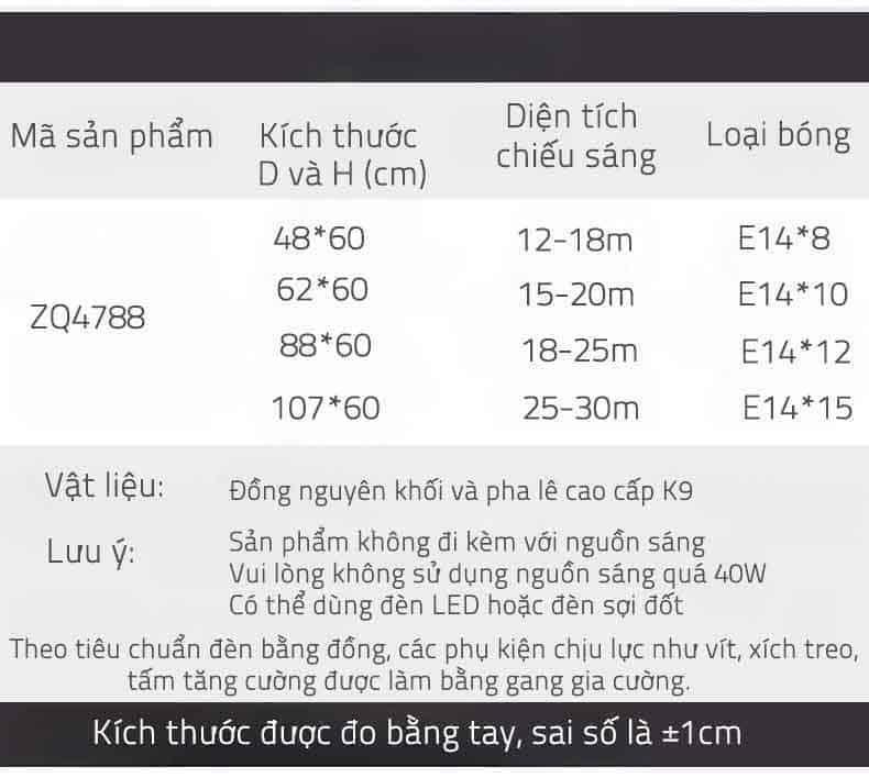 Đèn thả trần pha lê khung đồng sang trọng ZQ4788 41