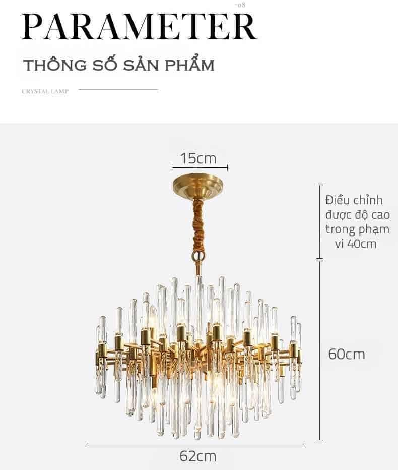 Đèn thả trần pha lê khung đồng sang trọng ZQ4788 20