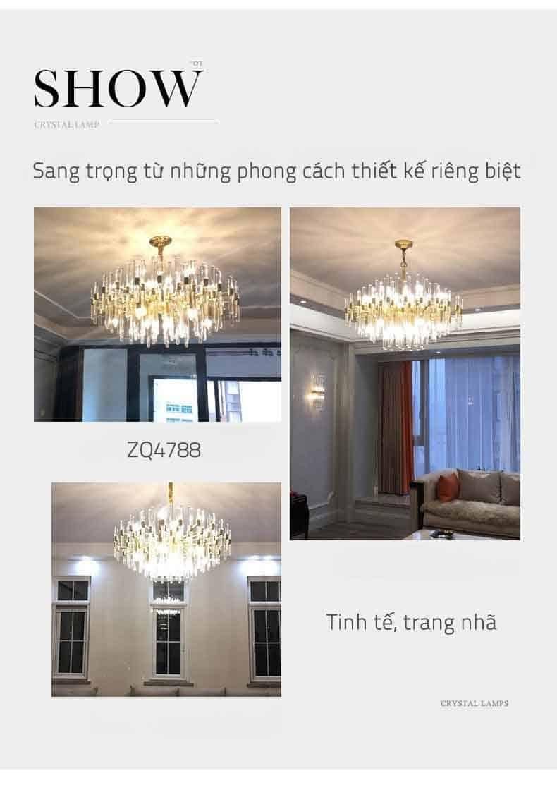 Đèn thả trần pha lê khung đồng sang trọng ZQ4788 34