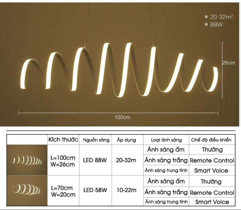 Đèn thả trần phòng khách hiện đại vòng xoắn ốc SLD2215 18