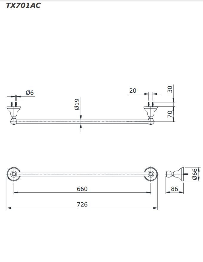 Giá treo khăn tắm thiết kế đặc biệt Curio TOTO TX701AC 1