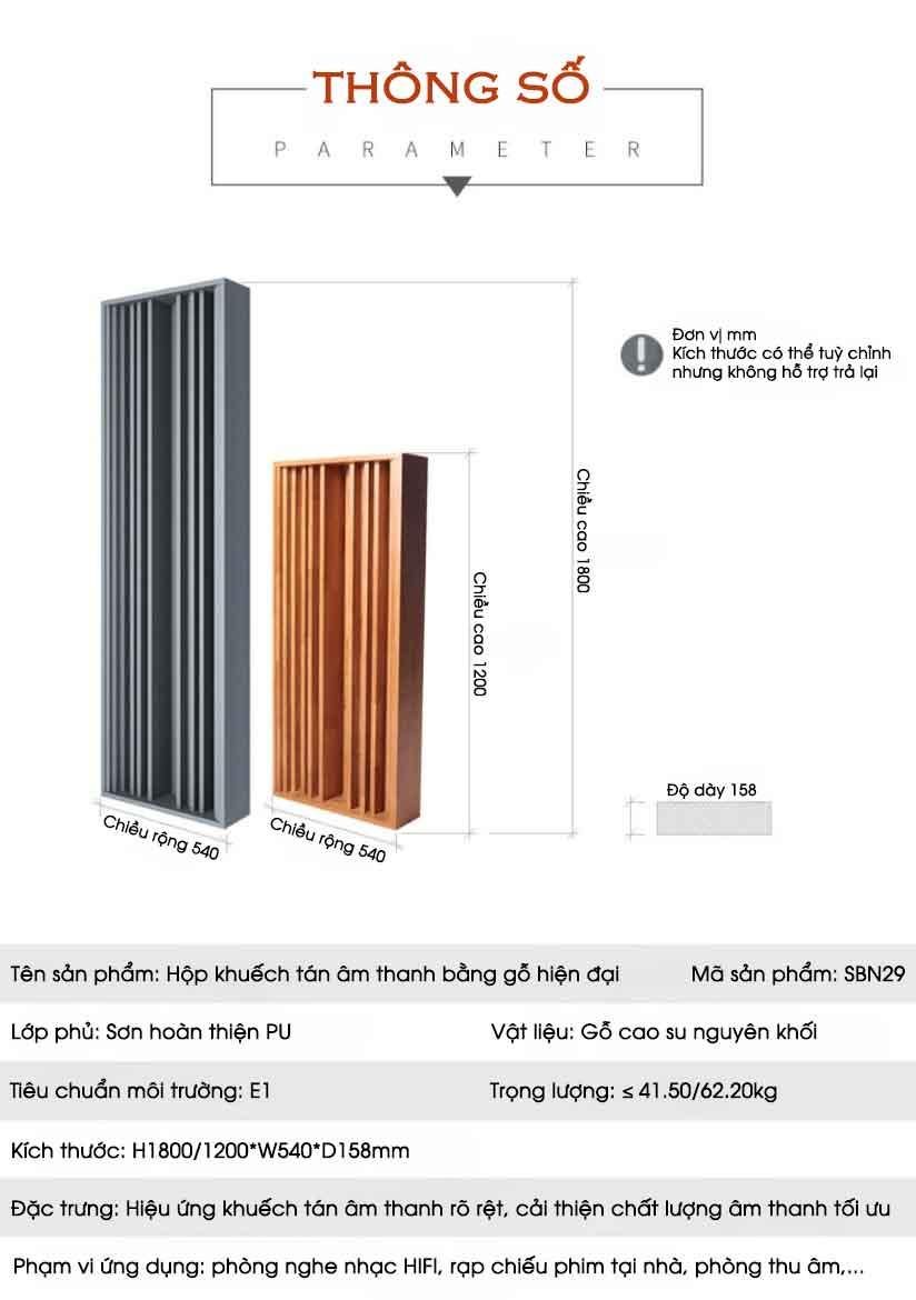 Hộp khuếch tán âm thanh bằng gỗ hiện đại SBN29 22