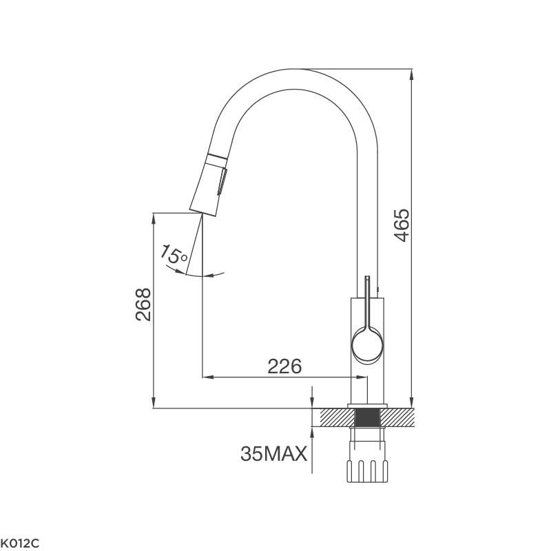 Vòi nước rửa bát mạ Chrome Malloca K012C 2