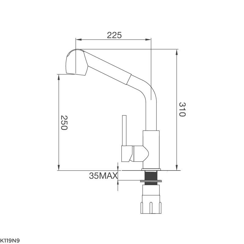 Vòi nước rửa bát mạ Chrome Malloca K119N9 2