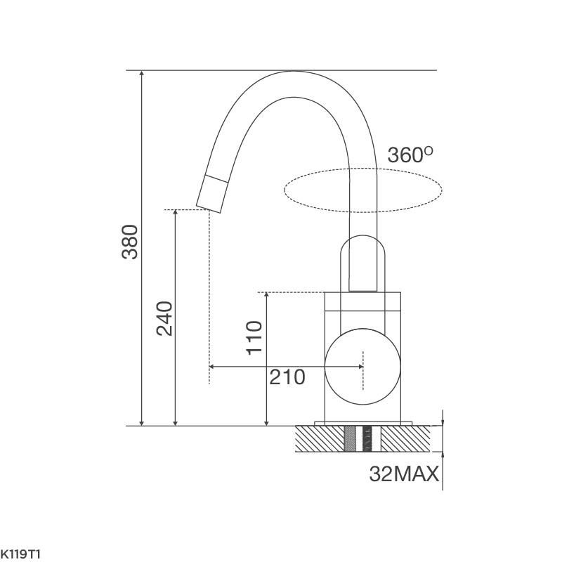 Vòi nước rửa bát mạ Chrome Malloca K119T1 2