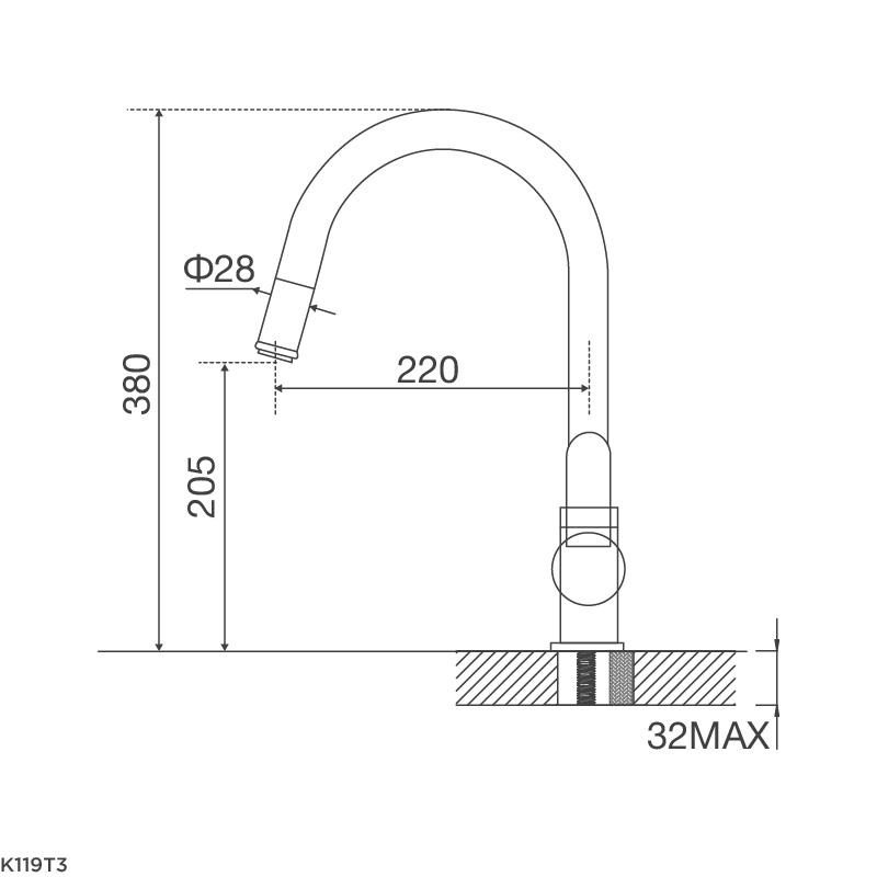 Vòi nước rửa bát mạ Chrome Malloca K119T3 2