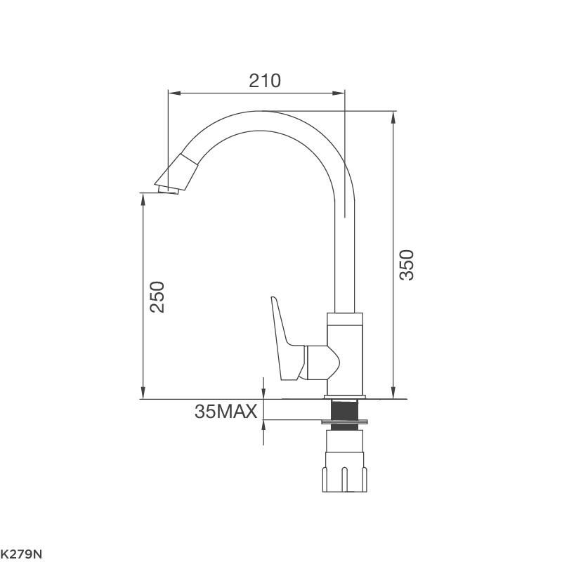 Vòi nước rửa bát mạ Chrome Malloca K279N 2