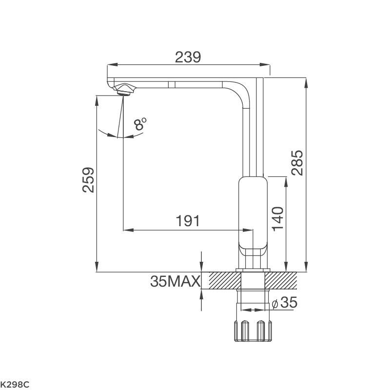 Vòi nước rửa bát mạ Chrome Malloca K298C 2