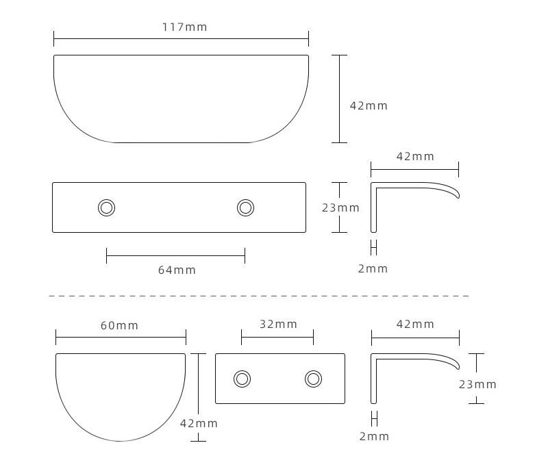 Tay nắm tủ âm chiếc lá hợp kim màu xám titan D9025A 4