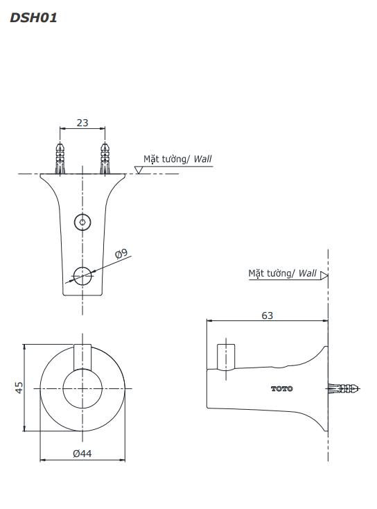 móc đơn treo quần áo gắn tường TOTO DSH01 2