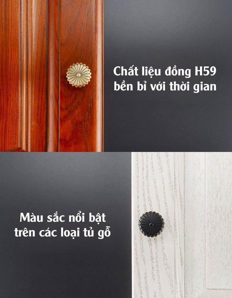 Núm tay nắm ngăn kéo bằng đồng cao cấp XLS120 7