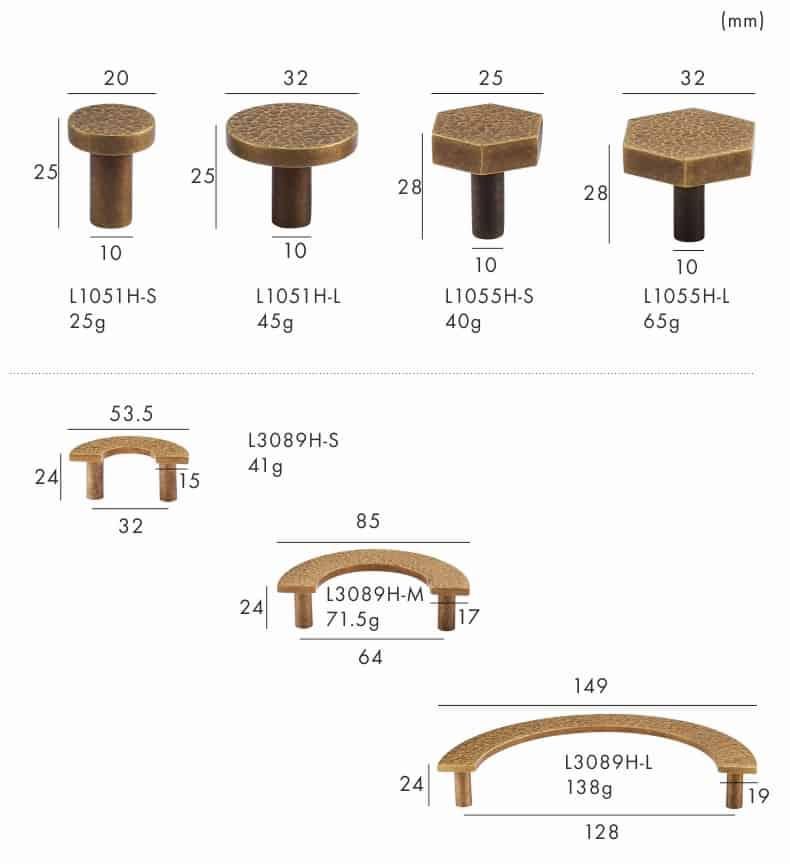 Núm tay nắm ngăn kéo lục giác bằng đồng L1055H 11