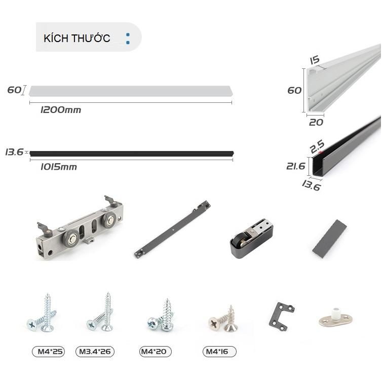 Ray trượt cửa lùa âm cho cửa gỗ và kính BTC.CL2721 18