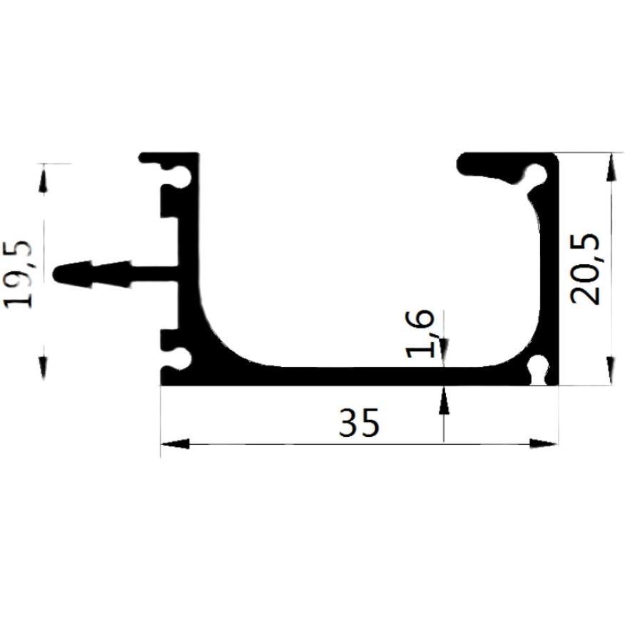 Tay nắm âm chữ G thanh nhôm xẻ rãnh TZ-1195B 14