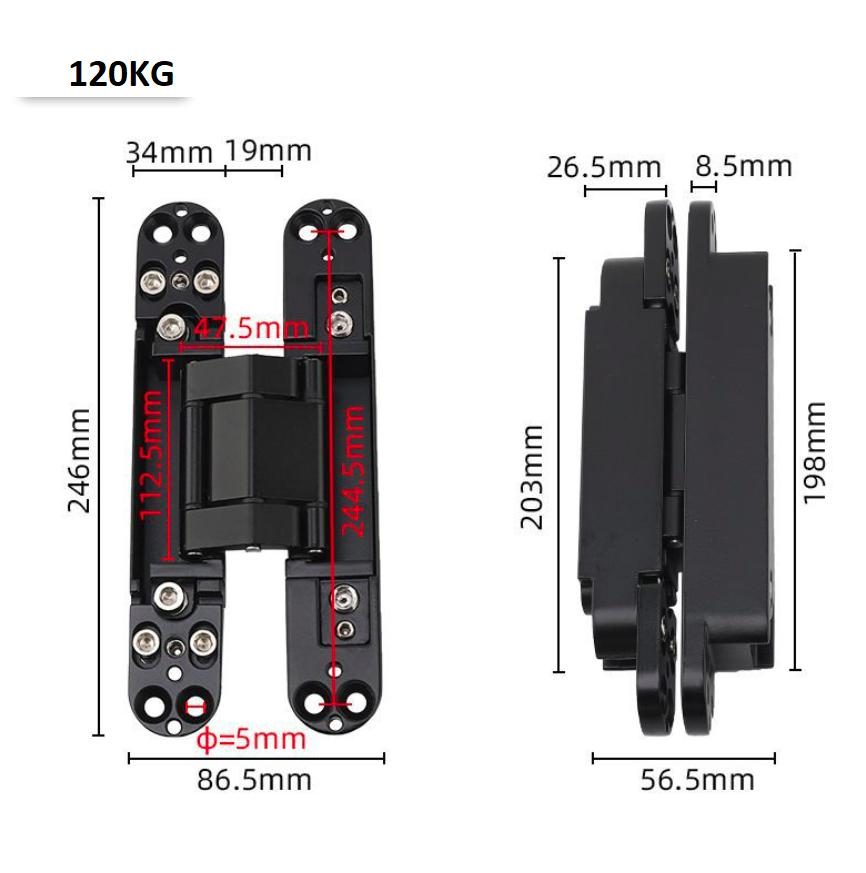 Bản lề chữ thập âm cửa nhiều tải trọng BTC-HC 40/120 6