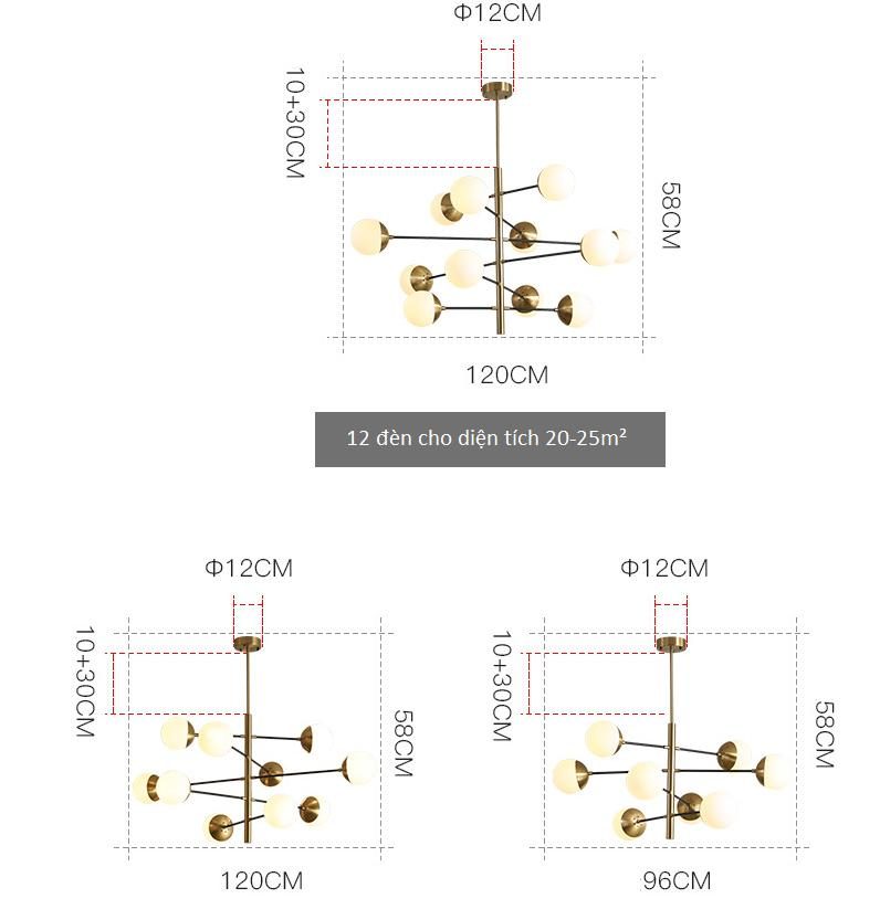 Đèn thả trần nhiều bóng phong cách Bắc Âu HX123 15