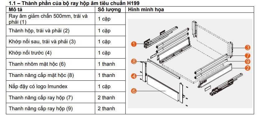 Ray hộp Imundex cao 199mm màu xám 7273020 1