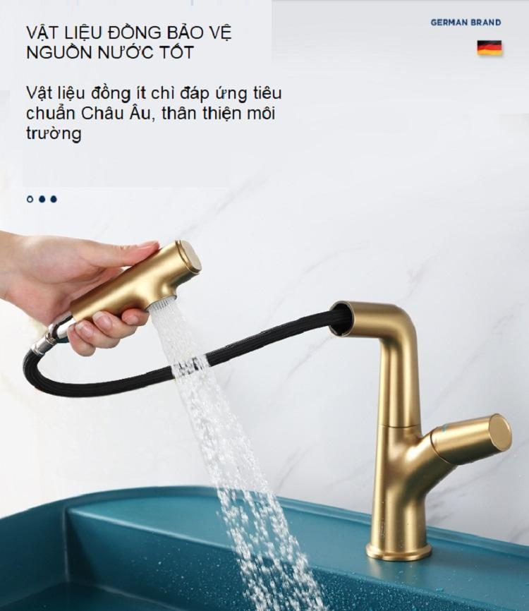 Vòi nước lavabo bằng đồng thau German Dura DL8818B 21