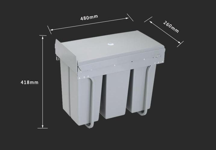 Thùng rác âm tủ 3 khoang loại 30 lít SDA-N001 4