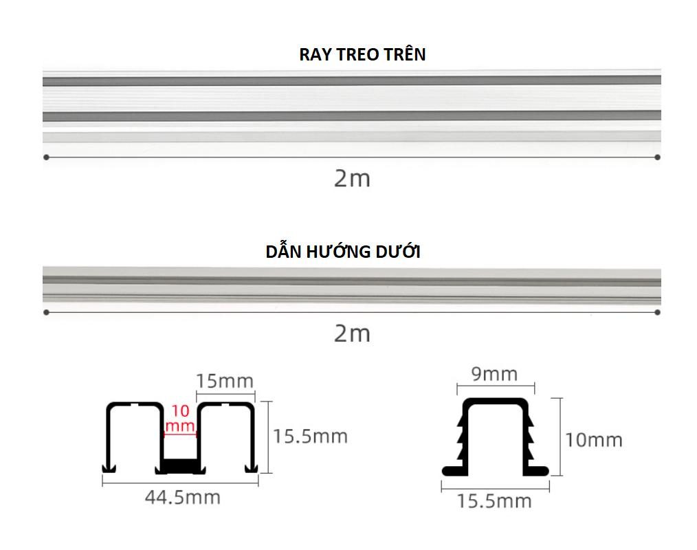 Ray trượt cửa lùa treo cánh tủ BTS-CSD 6