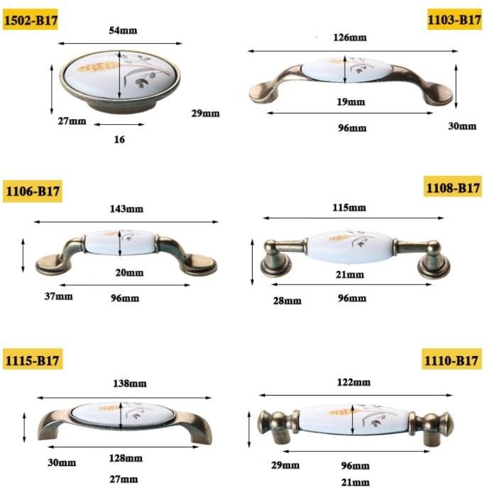 Tay nắm tủ gốm sứ chân đế đồng xanh AIQI.B17 17