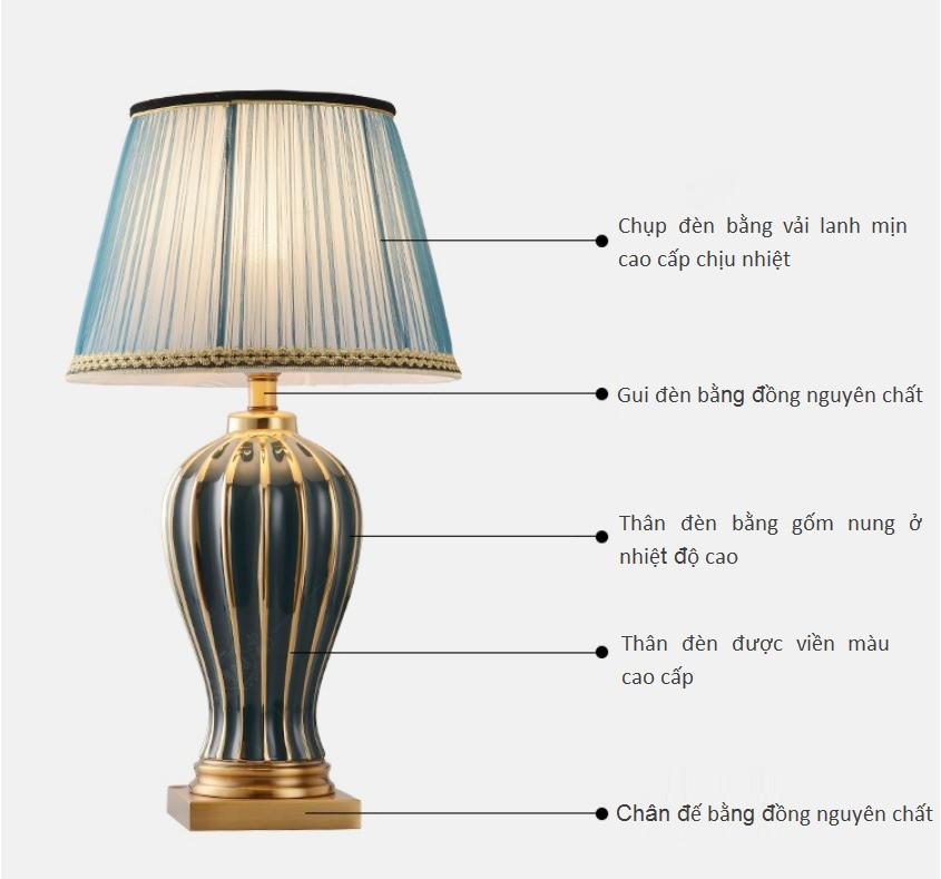 Đèn bàn bằng gốm sứ nhiều màu HYJ0029 24