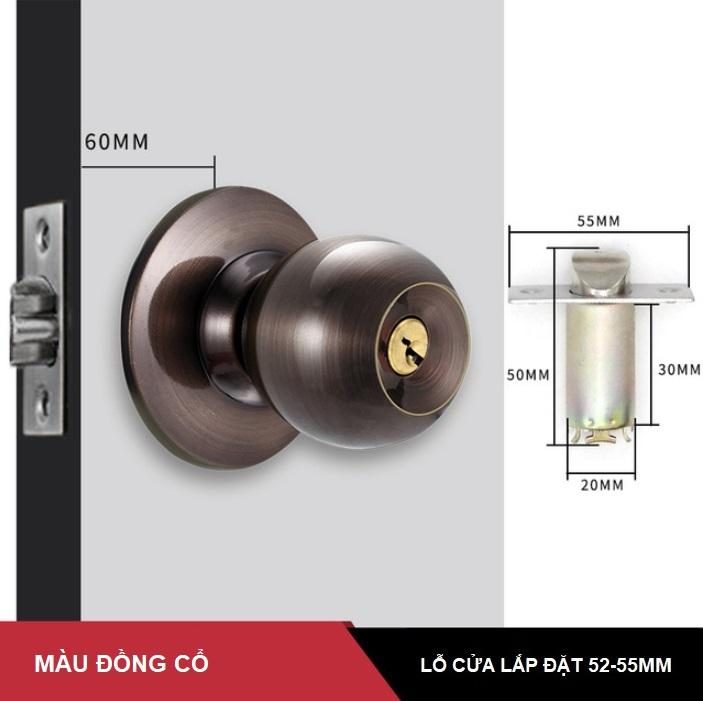 Ổ khóa cửa tròn inox 304 nhiều màu GR587S 8