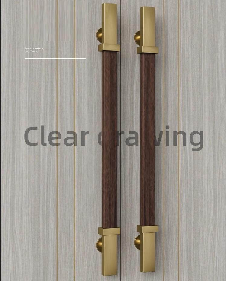 Tay nắm cửa cao cấp bằng da và gỗ walnut S-297 7