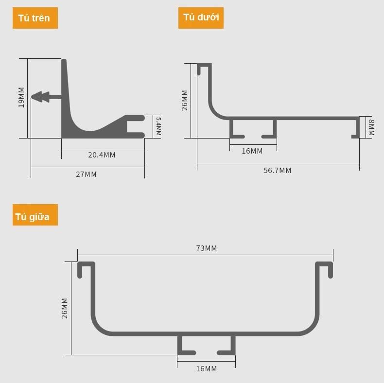 Tay nắm âm xẻ rãnh tủ bếp trên dạng MLS01L 8