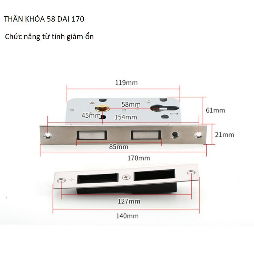 Bộ thân khóa Inox cao cấp nhiều kích thước FILTA0256 5