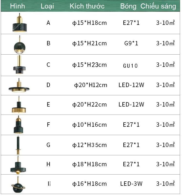 Đèn thả hiện đại bằng đá malachite HLNDD012W 16