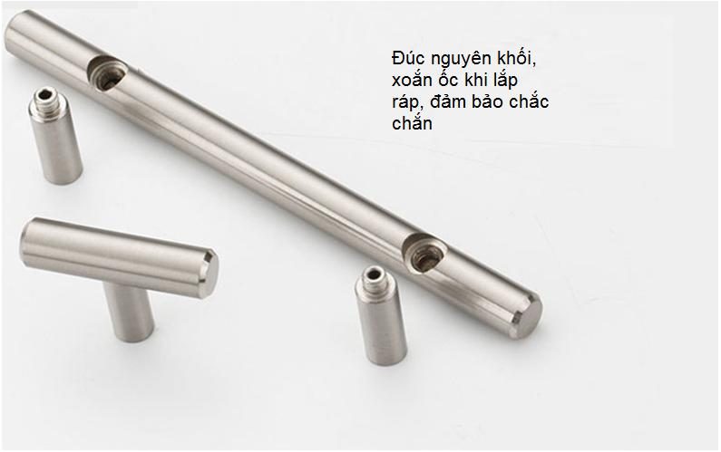 Tay nắm tủ inox đặc ruột, chân đế xoán ốc chắc chắn