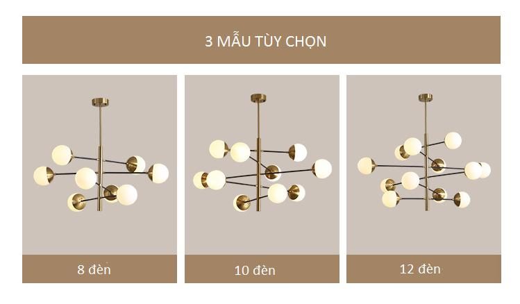 Đèn thả trần nhiều bóng phong cách Bắc Âu HX123 12