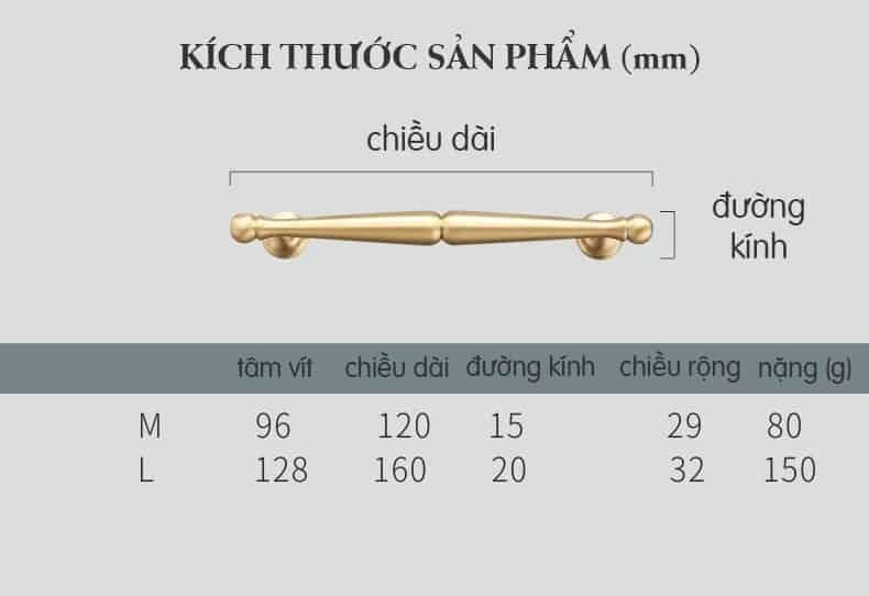 Tay nắm ngăn kéo tủ bằng đồng kiểu Mỹ XLS524 13